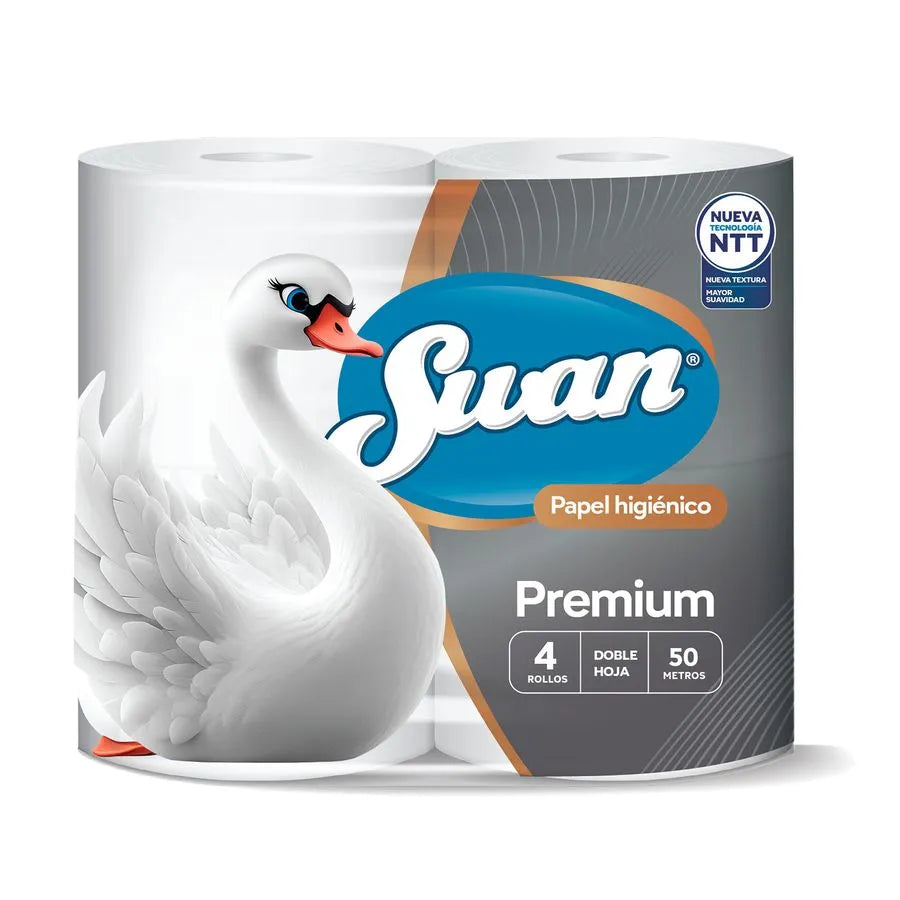 Swan Papel Higiénico 50 metros  Premium – Pack x4 Rollos