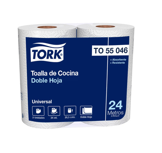 Tork Toalla de Cocina Doble Hoja TO 55 046 – Pack x2 Rollos